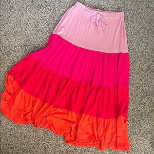 Beeson River Colorful Tiered Maxi Skirt
